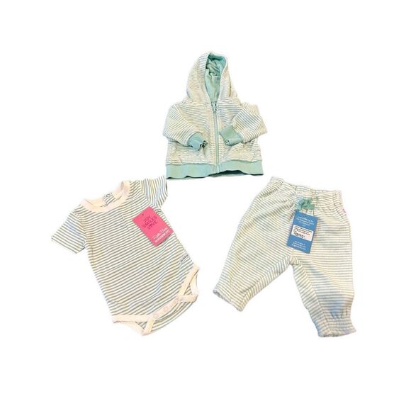 Ruffle Butts Other - Ruggedbutts Bodysuit Baby Boys 0-3 Months NEW Aqua Stripe Short Sleeve pants & h